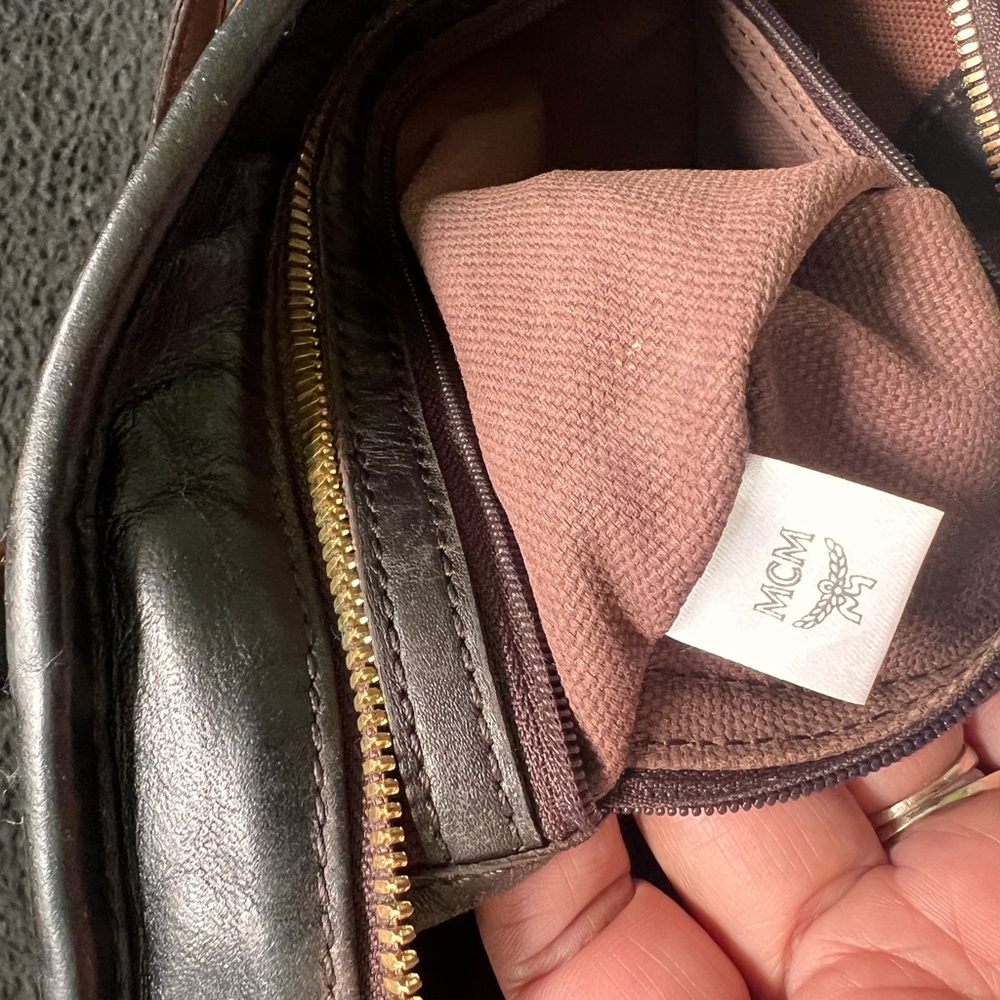 MCM Brown and Black Tote Bag with Bone Charm - Picture 10 of 13